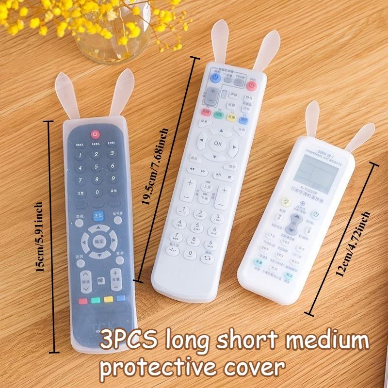 

3 шт. Светящийся силиконовый чехол для пульта ДУ, Защитный чехол с ушками кролика, пылезащитный, противоударный, для пультов от телевизора и кондиционера