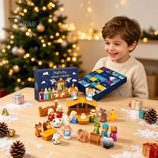 Calendario dell'Avvento di Natale per Bambini 24 Giorni Presepe Bambini, Legame Familiare con Mini Figure, Attività Festive Interattive