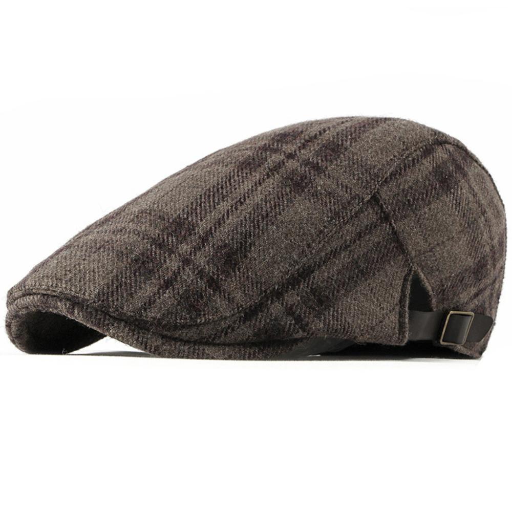 HT5050 Berets Autumn Winter Caps for Men Women Artist Painter Plaid Wool Beret Hat Male Female Ivy Flat Cap Adjustable Beret Cap