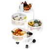Rotating Storage Rack Fruit Basket for Kitchen 3/4/5 Tier Circular Rotating Basket Fruit and Vegetable Metal Wire Shelf with Top Lid (White)