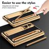 Plating Leather Phone Case For Samsung Galaxy Z Fold 8 Wide 7 6 5 4 TriFold Luxury Hidden Bracket Cover with Pen Slot & S Pen Screen Protector Film