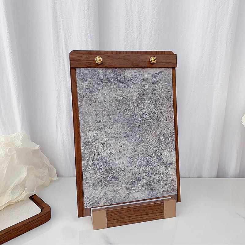 Walnut Wood Manicure Display Stand with Solid Base
