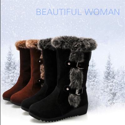 Large Size Women's Cotton Boots 2023 Winter New Plush Warm Snow Boots Women's Casual Mid-calf Boots
