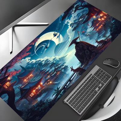 Traditional Art Moonlit Scenery Mouse Pad Gaming Mats NonSlip Desk Mat Mouse Carpet with Stitched Edge HD Printing Office Mat