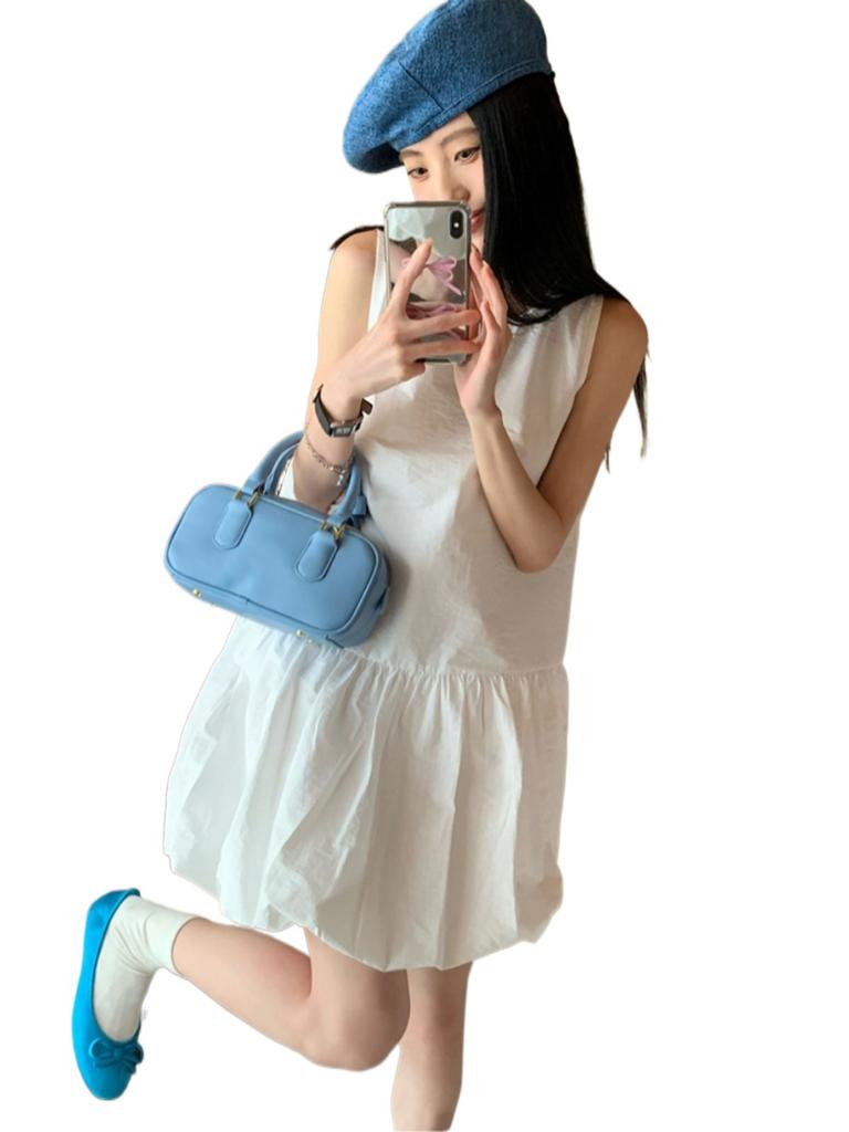 White sleeveless vest dress women's summer gentle wind temperament skirt small loose bud short skirt