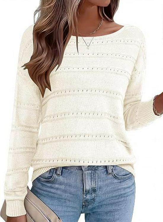 2026 Autumn/Winter European & American Loose Round Neck Knit Sweater, Women's Long Sleeve Solid Color Versatile Pullover