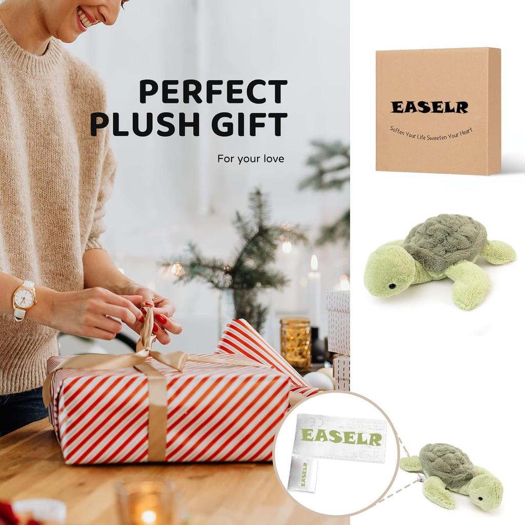 WeightedPlush Cute Turtle Stuffed Animal,12 1 Inch Soft Turtle Plush Toy Turtle Plush Pillow for Kids Girlfriend Birthday Christmas Mother's Day