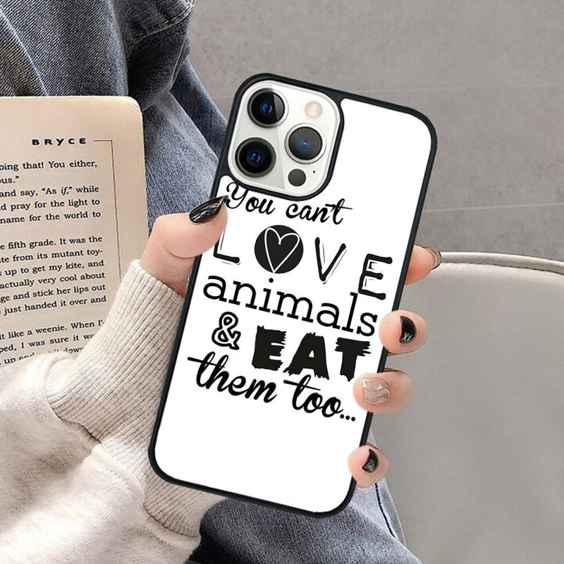 Vegan Love Animal Phone Case for iPhone 17 Air 16 16e 15 Plus for Apple 13 11 12 14 Pro Max Cover coque Shell