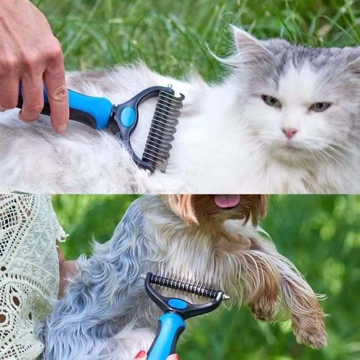 Brosse de toilettage - Râteau professionnel - Acier inoxydable - Démêlage - Pour chien et chat