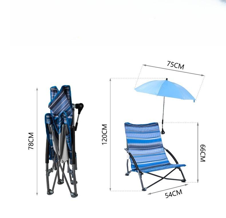 Portable Foldable Storable Beach Camping Chair With Sun Umbrella New Metal Fabric Reclining Seat Ideal For Outdoor Fishing Rest