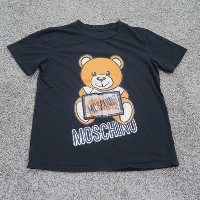 Moschino Couture Hemd Herren Klein Schwarzer Teddybär Grafik Logo Designer