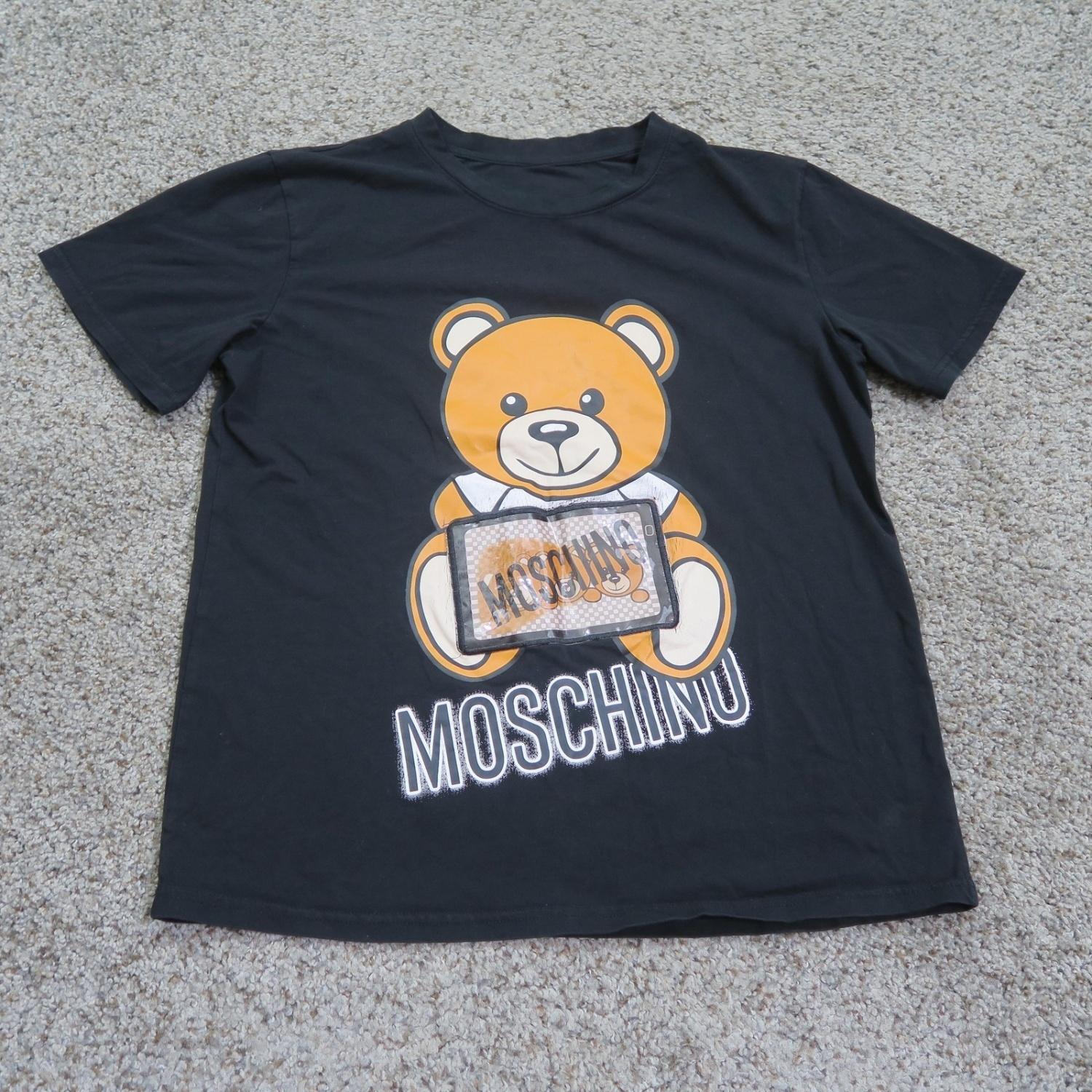 

Сорочка Moschino Couture Чоловіча Маленький Чорний Ведмедик Графічний Логотип Дизайнерська L чорний