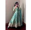 Damen Bollywood Partykleidung Fandy Seidenkleid Hose Dupatta Set Indisches Designer Anarkali Salwar Anzug