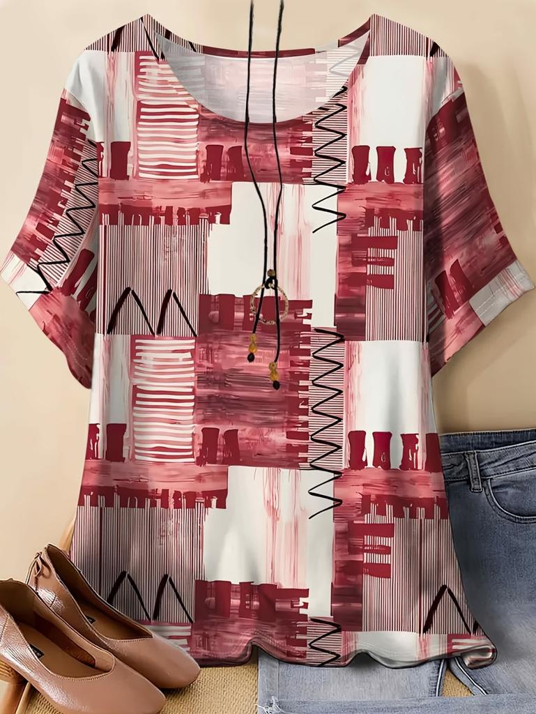 Summer Fashion Women's 3D Printed T-Shirt Short Sleeve O-Neck Denim-Like Graphics Print Tops Casual Streetwear Women's Clothing