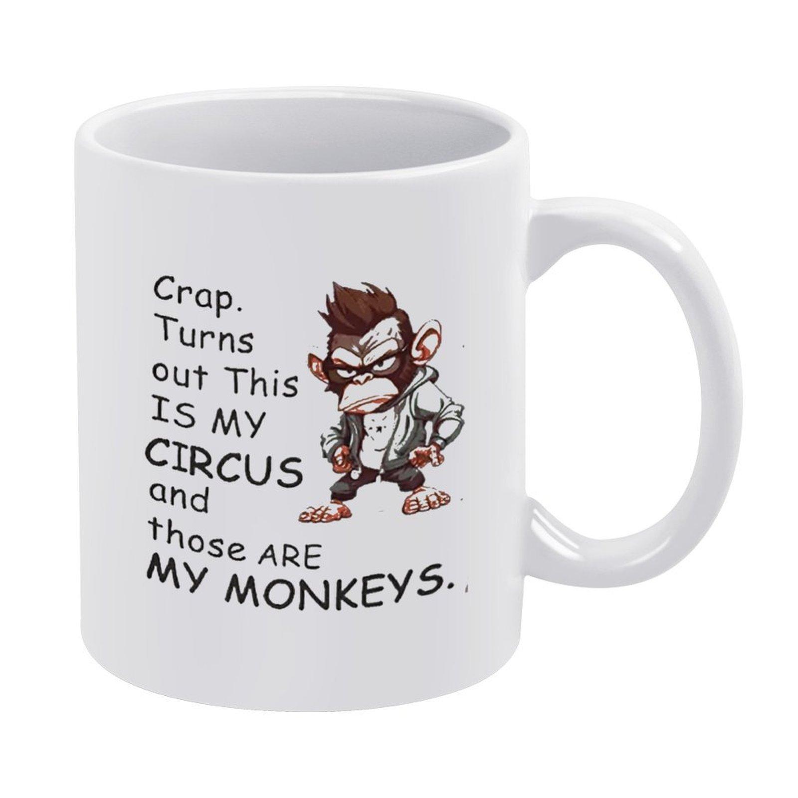 

1pc 11oz white coffee mug, double-sided printed fun design, smooth ceramic, strong handle, perfect daily cup for hot drinks