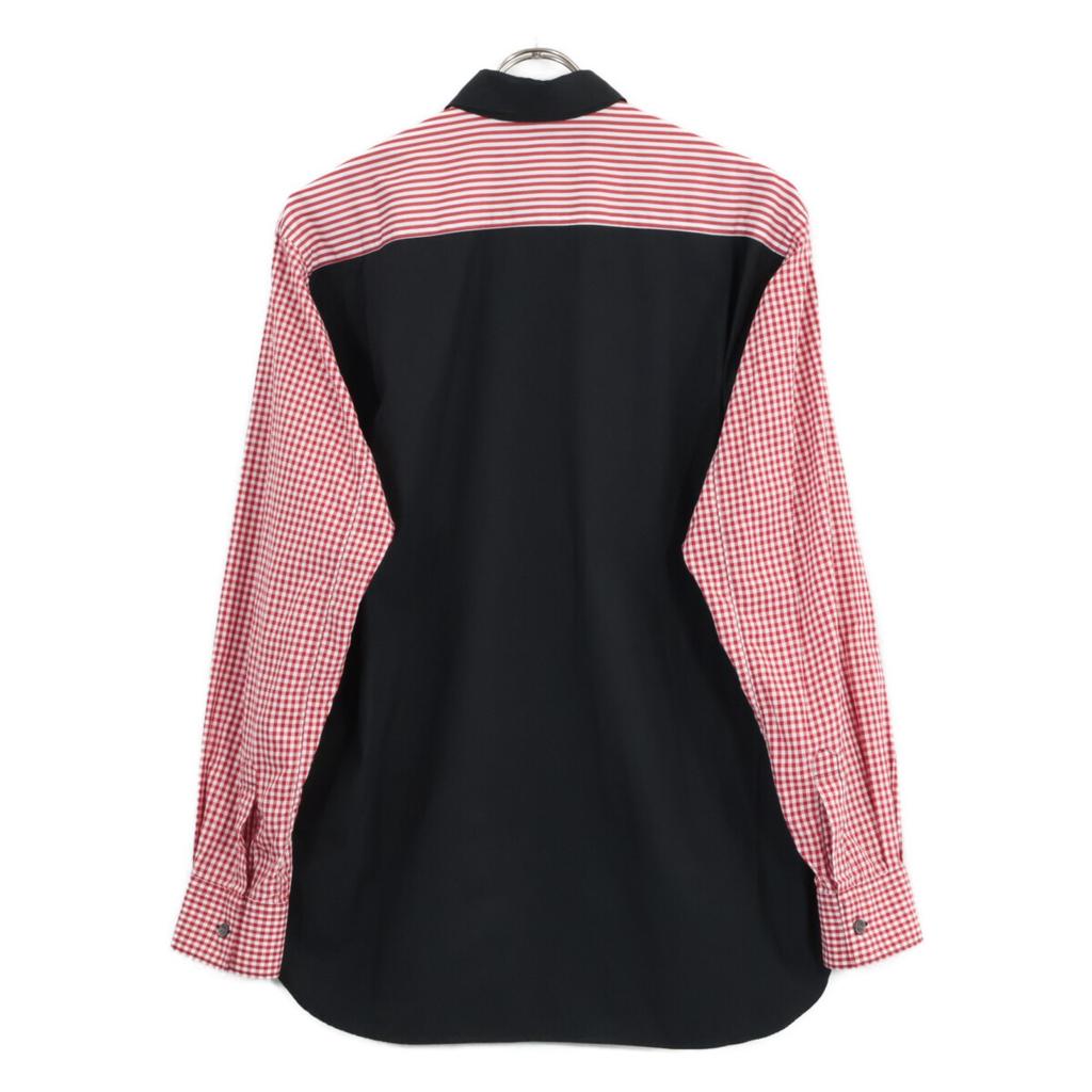 COMME Des GARCONS SHIRT [22Stainless Steel] FI-B025 Arm/Yoke Switch Long Sleeve Shirt Tops XS Black / redUsed