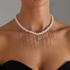 Diamond-encrusted Mango Star Imitation Pearl Necklace Multi-tassel Light Luxury Choker Item
