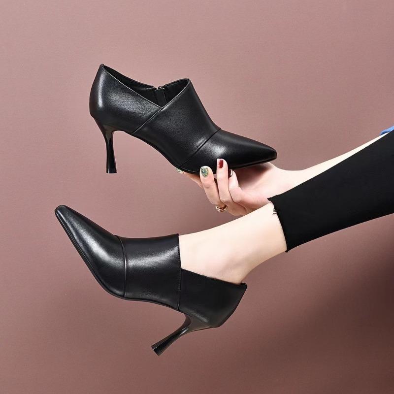 2025 New Single Shoes Women's Block Heel Soft Sole Versatile Spring and Autumn New Deep Mouth High Heels