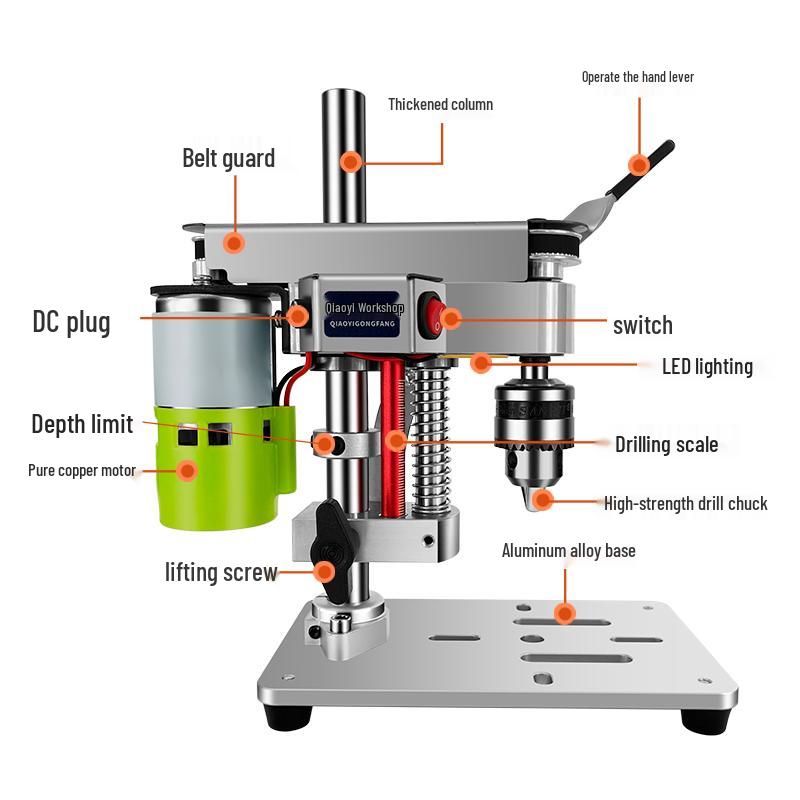 Compact High-Precision Desktop Drill Press for DIY and Watch Repair