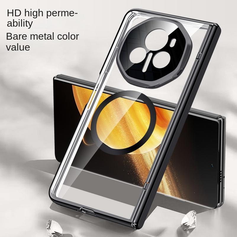 Magsafe Magnetic Transparent Privacy Screen Tempered Glass Protector Case For Honor Magic V3 Spring Hinged Holder Back Cover