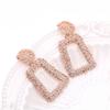 Zinc-alloy Synthetic Stone Geometric Exaggerated Trapezoidal Alloy Earrings Retro Relief Electroplated Earrings Women's Jewelry