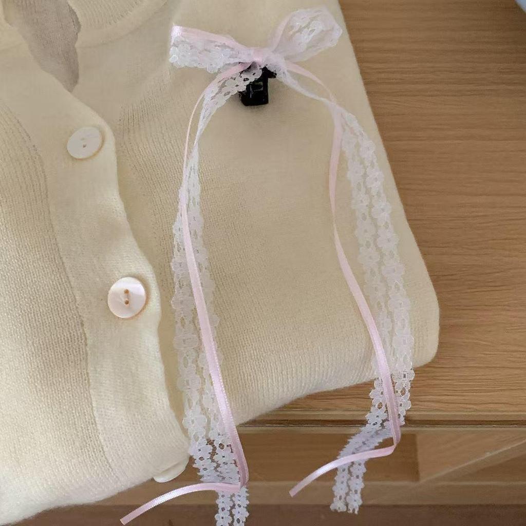 Fermaglio per Capelli con Nappa e Fiocco in Perline e Nastro Francese per Bambine – Doppia Pinza Intrecciata Stile Balletto