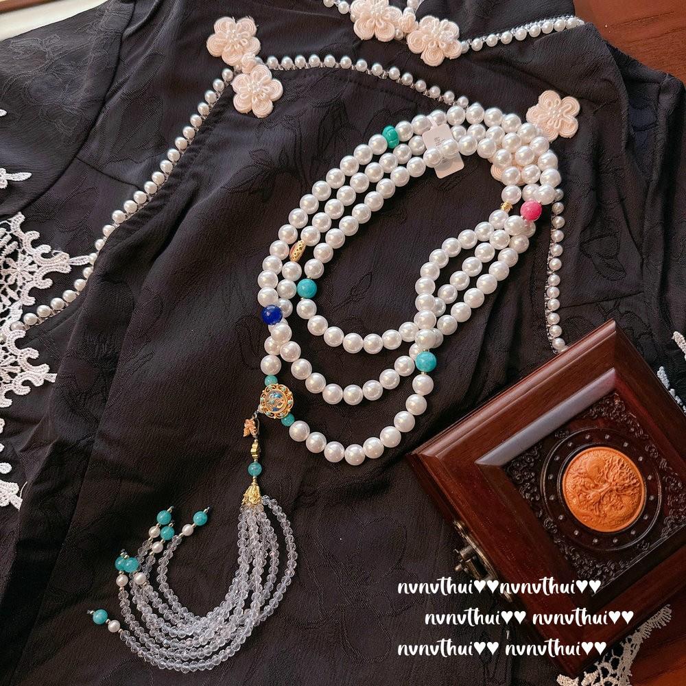 Mermaid Tears Plate Shell Snail Flower Plate Gem Pearl Necklace, Cortez, Deep Sea Bead Water Drop Fringed Sweater Chain