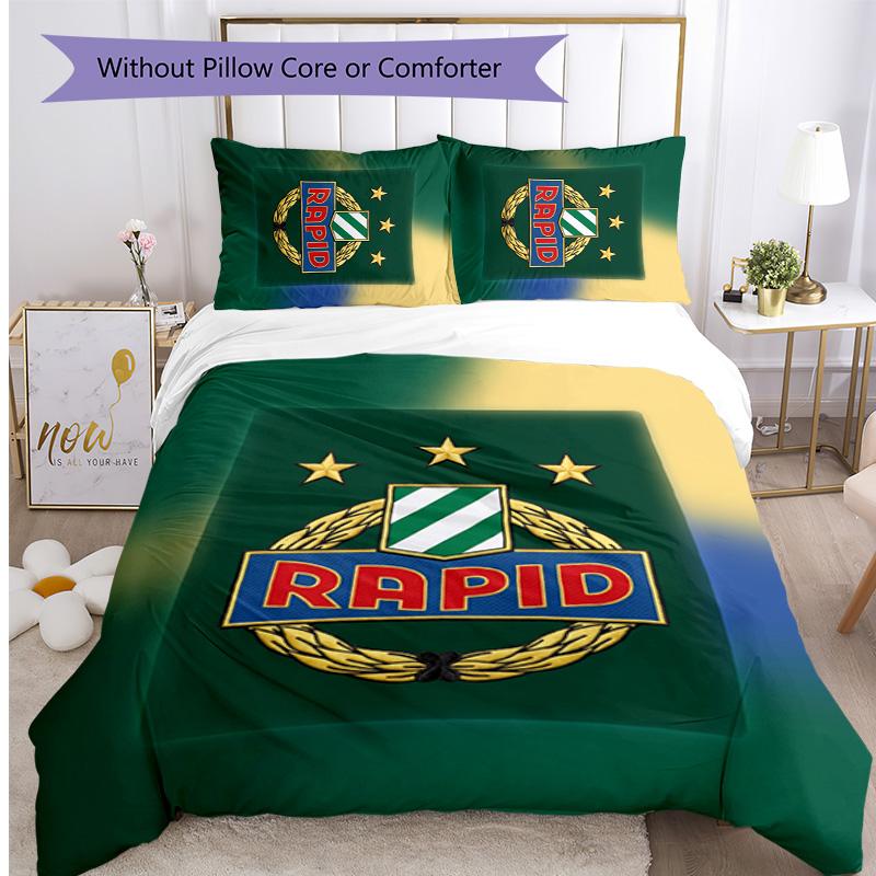 Rapid Wien FC Printed 3PCS Bedding Set Breathable Duvet Cover with Pillowcases Decorative Bed Linen for Bedroom Home