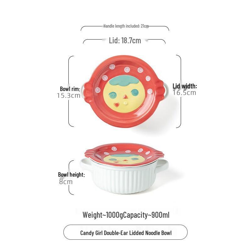 Ceramic Instant Noodle Bowl with Lid