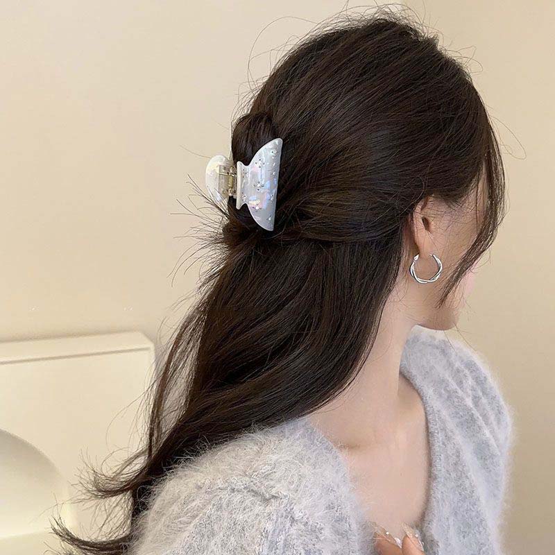 Korean Acetate Hair Clips for Women French Shiny Shark Clip Fashion Zircon Hairpin Temperament Hair Accessories Girls Headdress