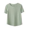 Fat Mm Basic Waffle Simple Short-sleeved T-shirt Women's Spring New Curved Pendulum Thin Top 132069