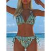 The New European and American Split Printing Splicing Neck Women's Split Swimsuit Bikini Suit Is Sexy
