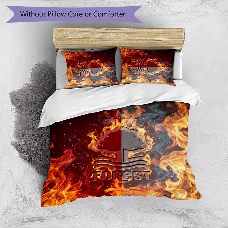 Set Lenzuola Stampato Nottingham Forest Football 3 Pezzi, Comodo Set Copripiumino per Camera da Letto Amico della Pelle