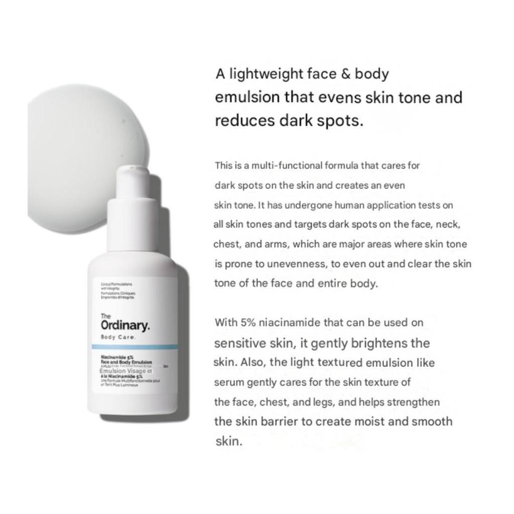 THE ORDINARY Niacinamid 5% Gesichts- und Körperemulsion 100ml (3 Optionen)