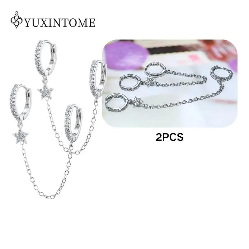 925 Silver Ear Needle Crystal White Zircon Silver Series Tassel Drop Earrings Luxury Fashion Party Jewelry Accessories