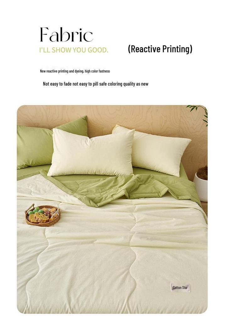 Set Coperta Estiva in Puro Cotone Lavato Giapponese - Cotone dello Xinjiang, Sottile e Fresco, Classe A, Quattro Pezzi