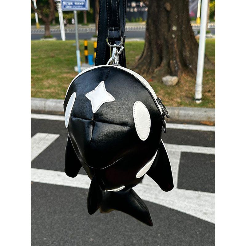 

Dual-Use Version Popzoo Trendy Zoo Whale Shark Bag Small Killer Whale Bag Men s and Women s Niche Design Crossbody Bag Leather Dual-purpose Killer Whale Packet