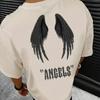 Sommermode Schweres Retro-T-Shirt für Herren mit englischen Buchstaben, 100 % Baumwolle, bedruckt, Rundhalsausschnitt, hochwertiges Casual Fitness Street