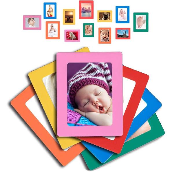 12-pack Magnetic Picture Frames for Refrigerator 2.5x3.5 inch Wallet size colorful photo note schedule holder