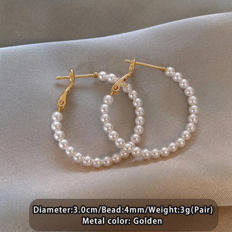 

Gold Color Beads Imitation Pearl Circular Hoop Earrings A Versatile Ear Accessory For Women s Fashion Jewelry in 2026 Young Girl