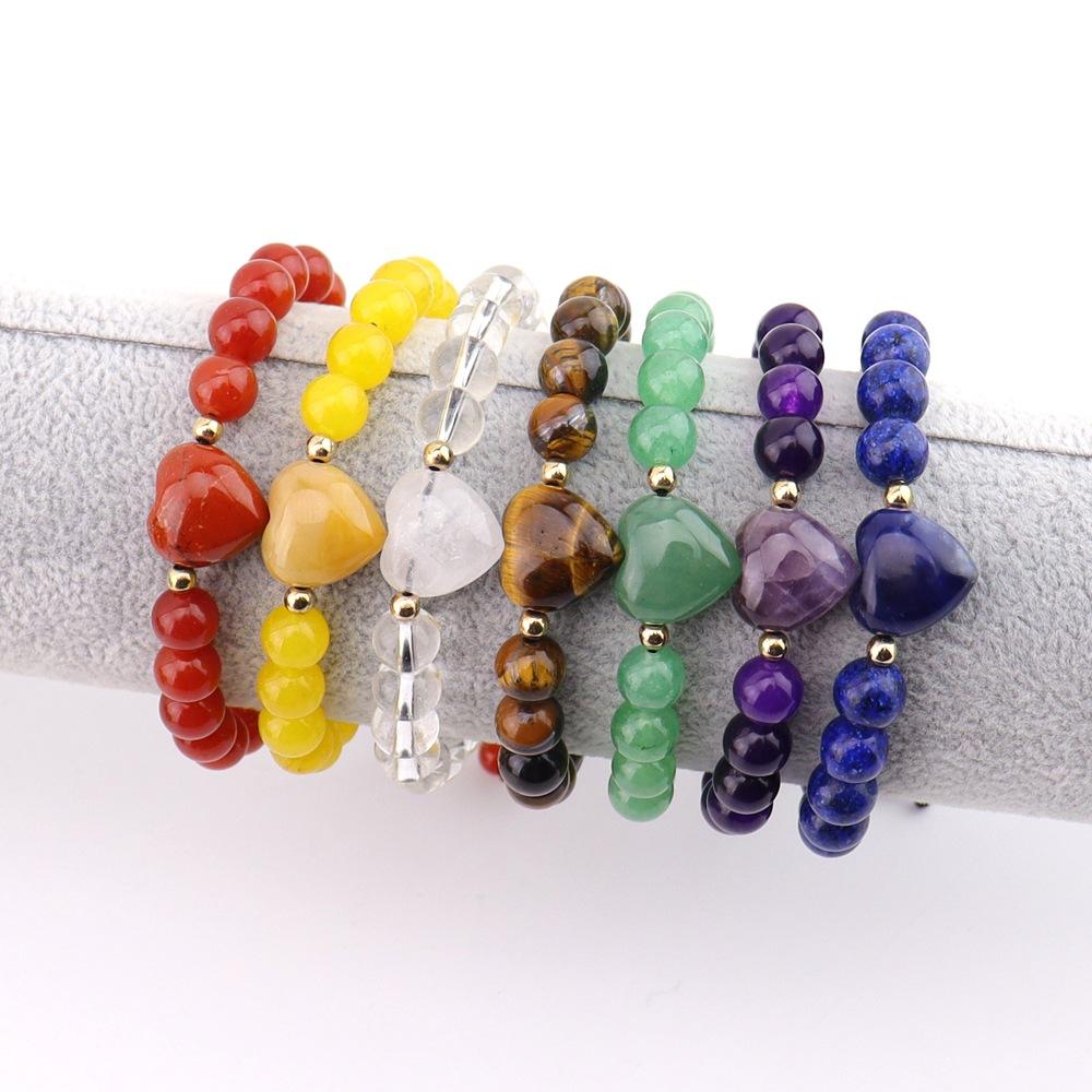 Natural Crystal Love Bracelet, Various Materials, White Powder Amethyst Beaded Bracelet, Adjustable Bracelet B111