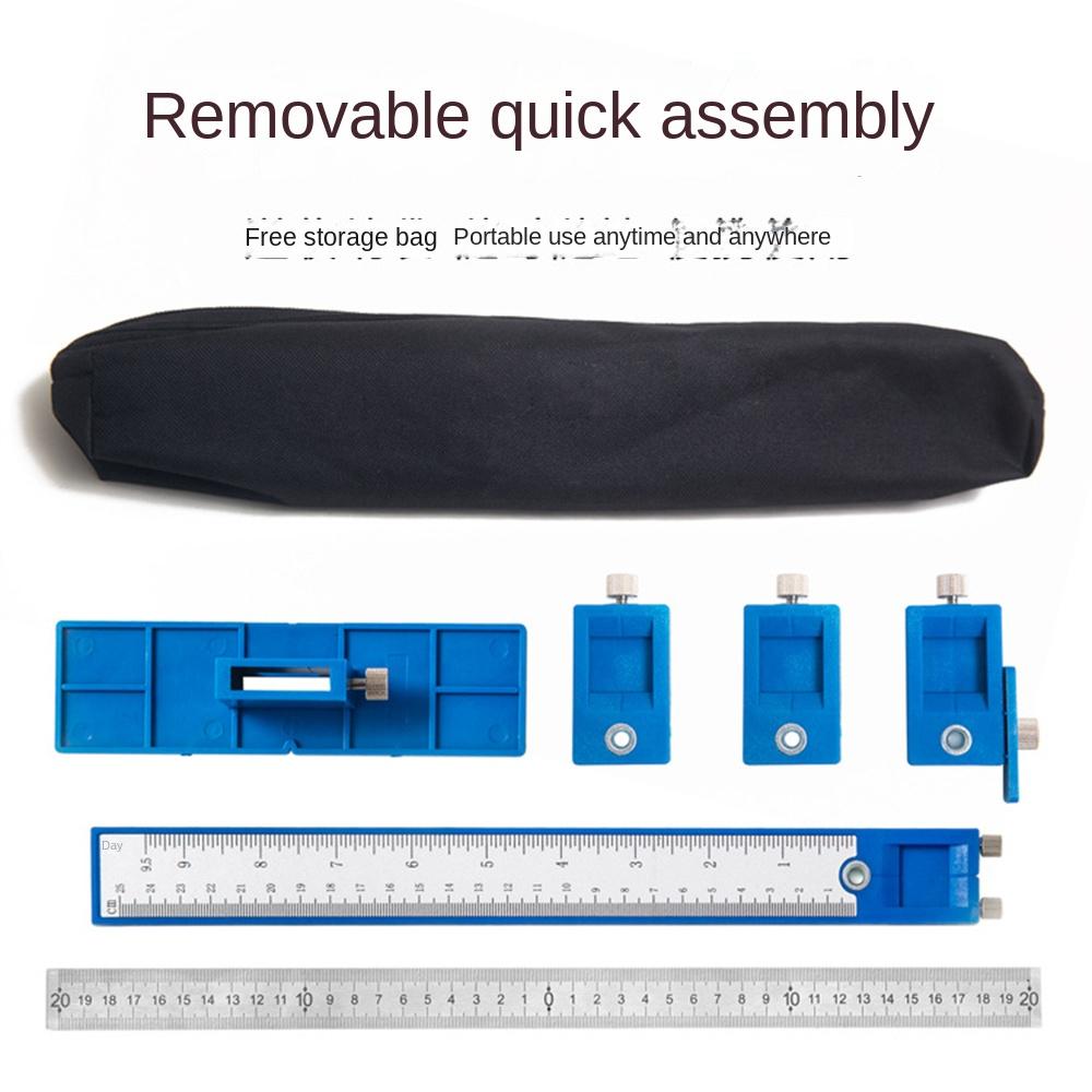 Punch Locator Drill Guide With Storage Bag Quick Assembly Rustless Stainless Steel Ruler Open-hole Locator Woodworking Ruler
