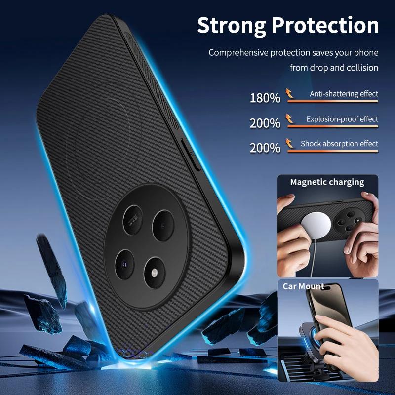 Carbon Fiber Wireless Charging Magnetic Cases For Poco M7 M6 4G M6 Plus 5G Lens Protection Silicone Soft Bumper Cover Phone Case
