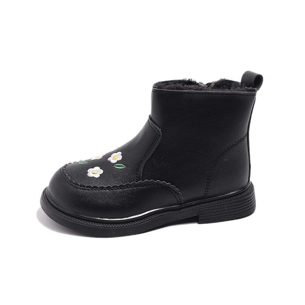 

Girls 2026 Winter Embroidered Leather Princess Shoes with Velvet-Lined Warmth Size 32 (Inner Length 19.5cm)