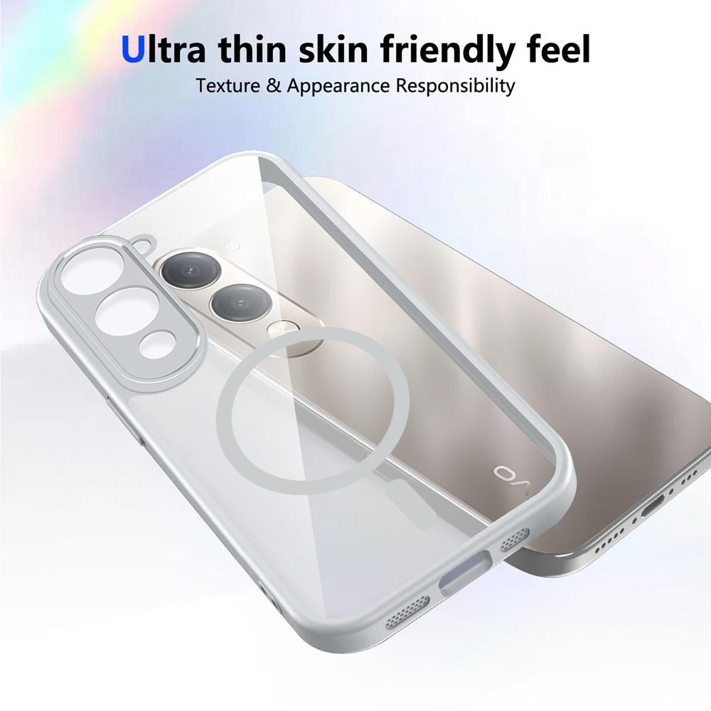 KEYSION Transparent Magnetic Phone Case for VIVO Y04 Y04s Soft Silicone+PC HD Clear Shockproof Back Cover for VIVO Y29s Y29t 5G