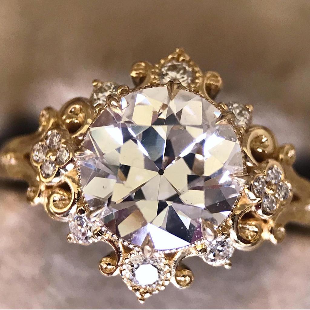 Victoria, Engagement Zircon Ring, Micro-Set Round Zircon Ring.