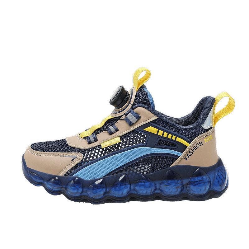 Children's sports shoes spring new breathable single net boys and girls running shoes medium and older children soft sole trend air cushion classmate