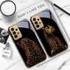 leopard background black For Samsung A 01 52S A04 A05S A10 A12 13 22 23 24 36 42 M02 Note 10 20Ultra 8 9 Golden glass phone case
