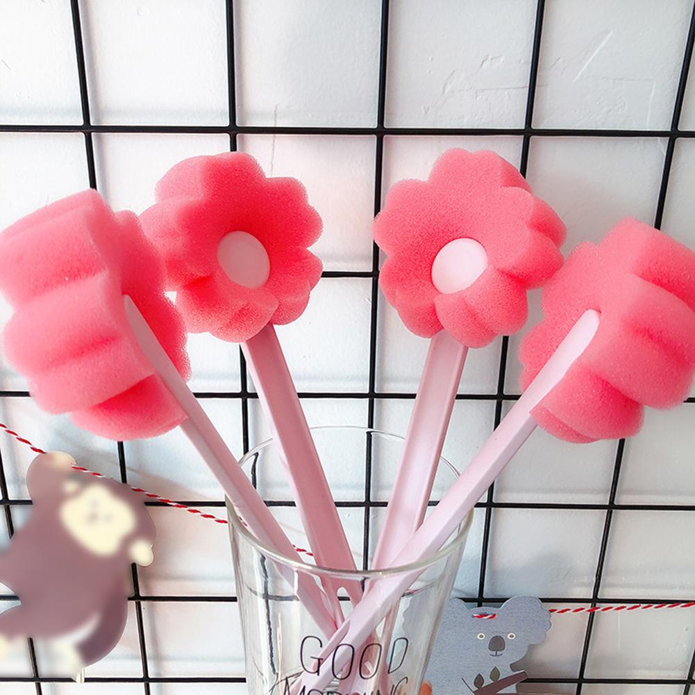 Sponge  Brush Household Flower Shaped Long Handle Sponge Cup Brush  Bottle Cleaning Brush