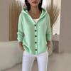 2026 European & American Button Knit Hooded Jacket - Autumn/Winter Women's Casual Fashion Solid Color.